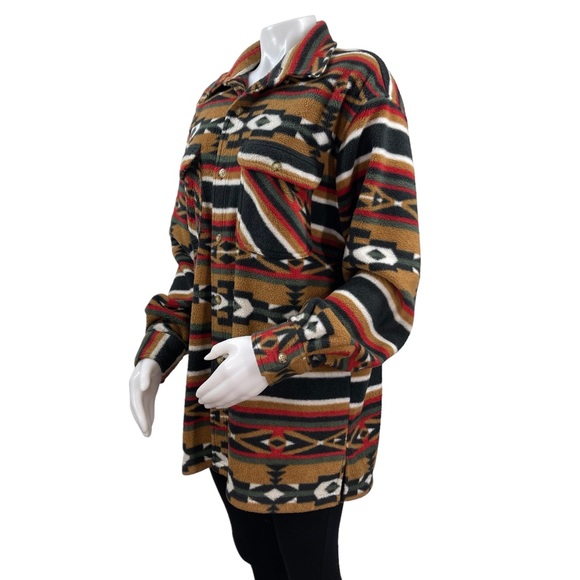 🗻VTG Scandia Woods Unisex Aztec Print Long Sleeve Fleece Button Down Jacket🗻 - Picture 3 of 6